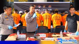 Caption: Polres Pohuwato gelar press conference ungkap kasus narkotika, (dok. regamedianews). 