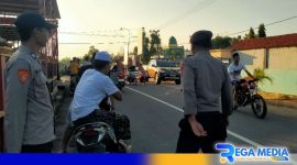 Caption: Polsek Palengaan turun langsung ke titik lokasi yang rawan dijadikan balap liar, (dok. regamedianews). 