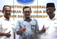 Caption: Pengurus SMSI Jawa Timur saat bersama Dirjen Paud, Pendidikan Dasar dan Menengah Kemendikdasmen RI (Gogot Suharwoto). 