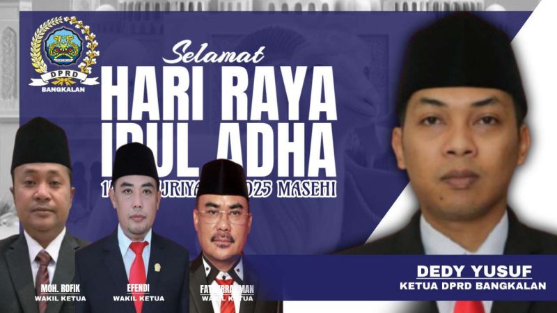 Caption: pamflet ucapan selamat hari raya Idul Adha 1446 hijriyah dari DPRD Bangkalan, (dok. regamedianews). 