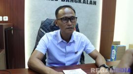 Caption: Kasat Reskrim Polres Bangkalan (AKP Hafid Dian Mashudi) saat diwawancara awak media di ruang kerjanya, (dok. regamedianews). 