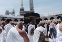 Caption: ilustrasi jamaah haji di tanah suci Mekkah. 
