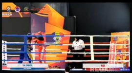 Caption: potongan video, berlangsungnya pertandingan atlet KONI Sampang cabor kickboxing diajang Porprov Jatim 2025, (dok. regamedianews). 