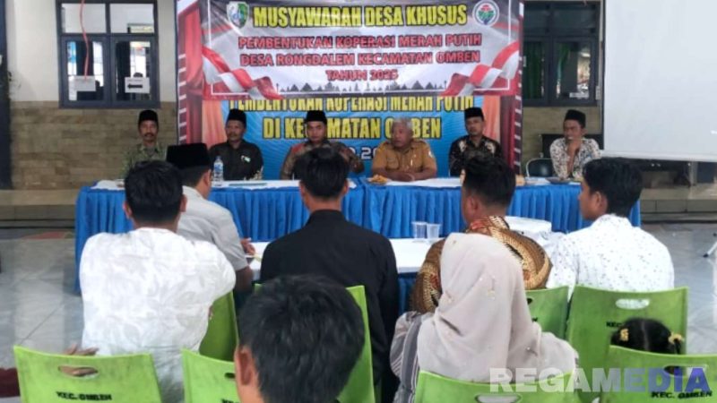 Caption: Musyawarah Desa Khusus dalam pembentukan pengurus Koperasi Desa Merah Putih Rongdalam, (dok. regamedianews). 