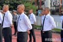 Captiom: tujuh CPNS baru saat mengikuti apel di halaman kantor Lapas Narkotika Pamekasan, (foto istimewa). 