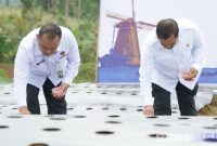 Caption: Menteri Imipas (Agus Andrianto), menanam bibit edamame dan kubis di lahan SAE L’Sima, Kabupaten Malang, (foto istimewa). 