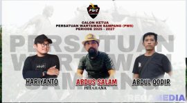 Caption: pamflet tiga calon ketua Persatuan Wartawan Sampang periode 2025-2027, (dok. regamedianews). 