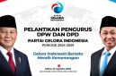 Caption: pamflet pelantikan Pengurus DPW dan DPD Partai Gelora Indonesia, (sumber: Gelora Media Center). 