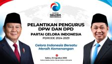 Caption: pamflet pelantikan Pengurus DPW dan DPD Partai Gelora Indonesia, (sumber: Gelora Media Center). 