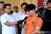 Caption: konferensi pers, polisi interogasi langsung Alvi Maulana tersangka pembunuhan Tiara. 
