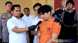 Caption: konferensi pers, polisi interogasi langsung Alvi Maulana tersangka pembunuhan Tiara. 