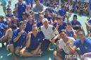 Caption: suasana keakraban Karutan Kelas IIB Sampang (Kamesworo) bersama warga binaan, usai senam bersama dan bagikan vitamin, (foto istimewa). 