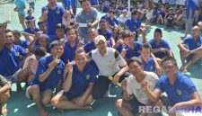 Caption: suasana keakraban Karutan Kelas IIB Sampang (Kamesworo) bersama warga binaan, usai senam bersama dan bagikan vitamin, (foto istimewa). 