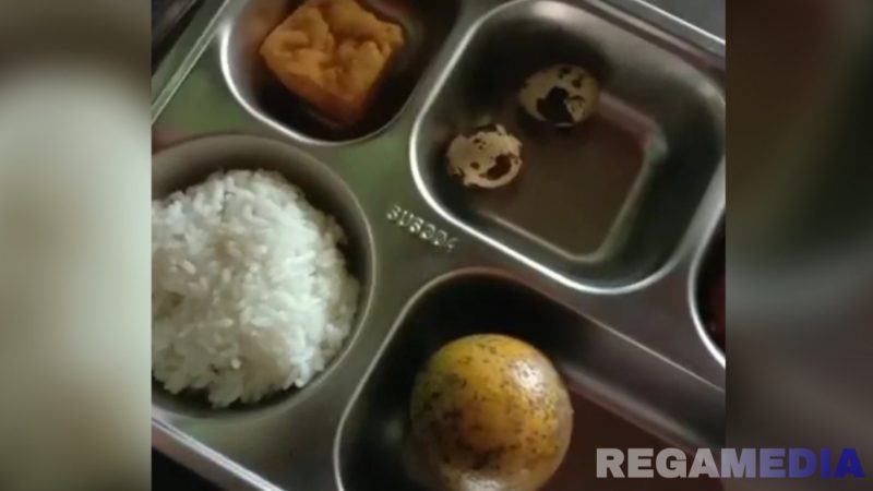 Caption: potongan video viral, tampak menu program MBG di wilayah Camplong Sampang Madura, (dok. regamedianews). 