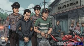 Caption: ilustrasi penangkapan maling sekaligus penadah motor curian ditangkap polisi, (dok. regamedianews). 
