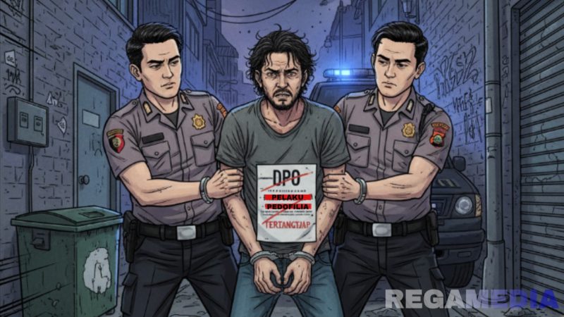 Caption: ilustrasi polisi berhasil menangkap DPO pelaku pedofilia, (dok. regamedianews). 