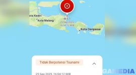 Caption: titik lokasi terjadinya gempa bumi, pada Kamis 25 September 2025, (sumber foto: BMKG). 