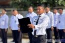 Caption: seluruh pegawai Lapas Narkotika Pamekasan, saat menggelar upacara peringatan Hari Kesaktian Pancasila, (foto istimewa). 