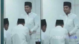 Caption: potongan cuplikan video Gus Ali Mustakim Pengasuh Pondok Pesantren Miftahul Ulum Lepelle, (dok. regamedianews). 