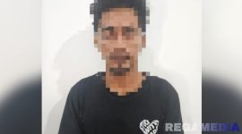 Caption: tersangka kasus pemerkosaan inisial W, saat diamankan Satreskrim Polres Pamekasan, (dok. regamedianews). 