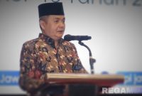 Caption: Wakil Bupati Bangkalan Fauzan Ja'far, sampaikan sambutan saat membuka bimtek e-Purchasing Katalog Versi 6.0, (dok. foto istimewa).