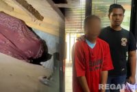 Caption: sebelum ditangkap dan dibawa ke Mako Polres Sampang, tersangka inisial S sempat bersembunyi dibawah kolong ranjang, (dok. regamedianews). 