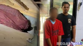 Caption: sebelum ditangkap dan dibawa ke Mako Polres Sampang, tersangka inisial S sempat bersembunyi dibawah kolong ranjang, (dok. regamedianews). 