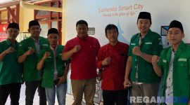 Caption: Satgas BAANAR PC GP Ansor Sumenep pose bersama pihak Diskominfo Sumenep, (dok. foto istimewa). 