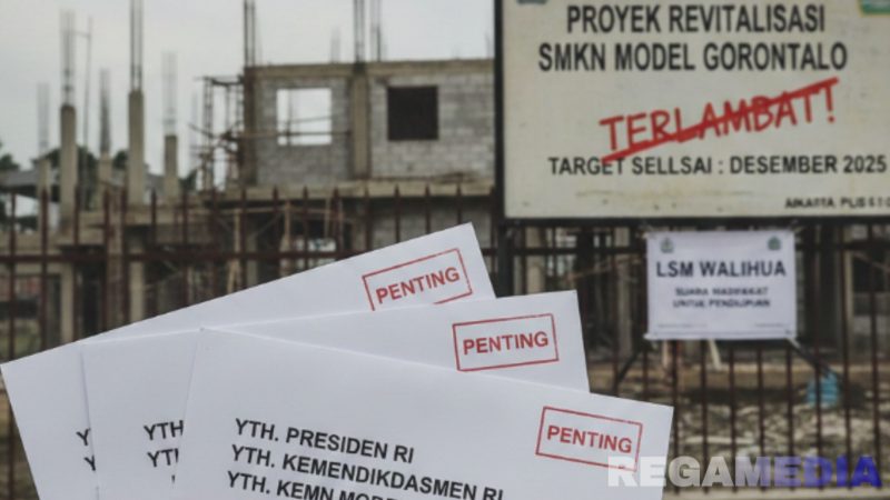 Caption: gambar ilustrasi LSM Walihua surati Pemerintah Pusat ihwal mangkraknya proyek revitalisasi SMKN Model Gorontalo, (dok. Gemini AI). 