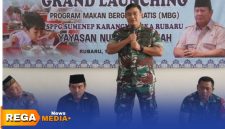 Caption: Dandim Sumenep Letkol Arm Bendi Wibisono, menyampaikan arahannya saat grand launching SPPG di Kecamatan Rubaru, (sumber foto. Sumenep.go.id).