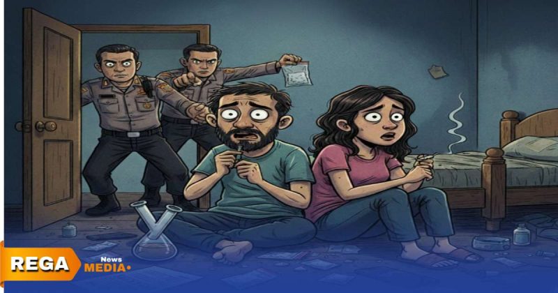 Caption: ilustrasi pasangan suami istri di Kabupaten Bangkalan digerebek polisi saat asyik pesta sabu-sabu didalam kamar rumahnya, (dok. Redaksi Rega Media). 